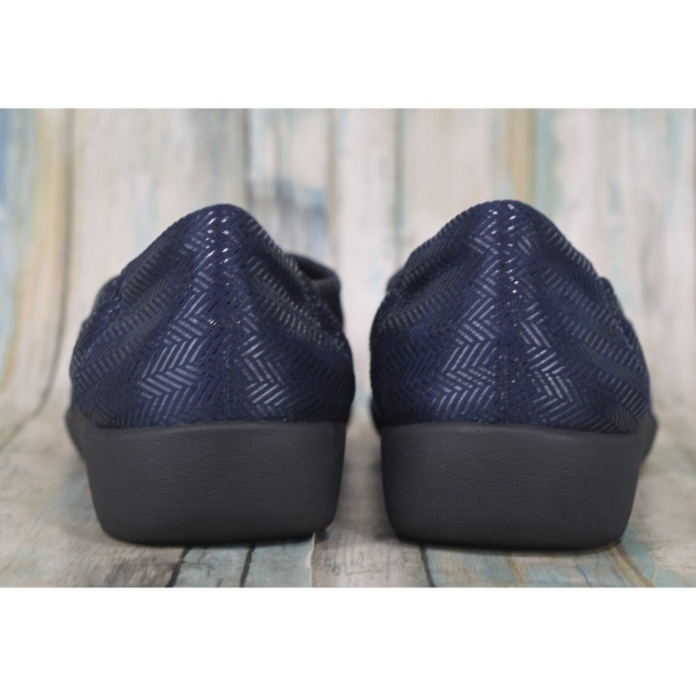 Clarks Sillian Jetay Loafers Size 11 Cloudstepper Flats Navy Blue Herringbone - Picture 9 of 11